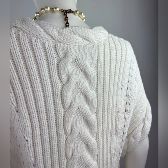 IRO NWT Elegant White Cable Knit Sweater Vest Size 8, M - Picture 4 of 9